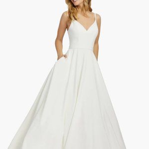 Mac Duggal V-Neck Crepe Ballgown